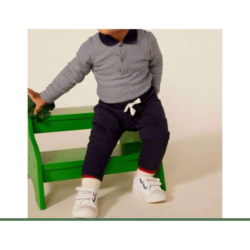 NEW PETIT BATEAU fleece waistband sweatpants in navy